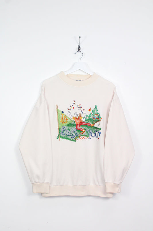 ICEBERG SPORT ICE 90'S VINTAGE EMBROIDERED GOLF PLAYING BEAR SCENE SWEATSHIRT MEDIUM