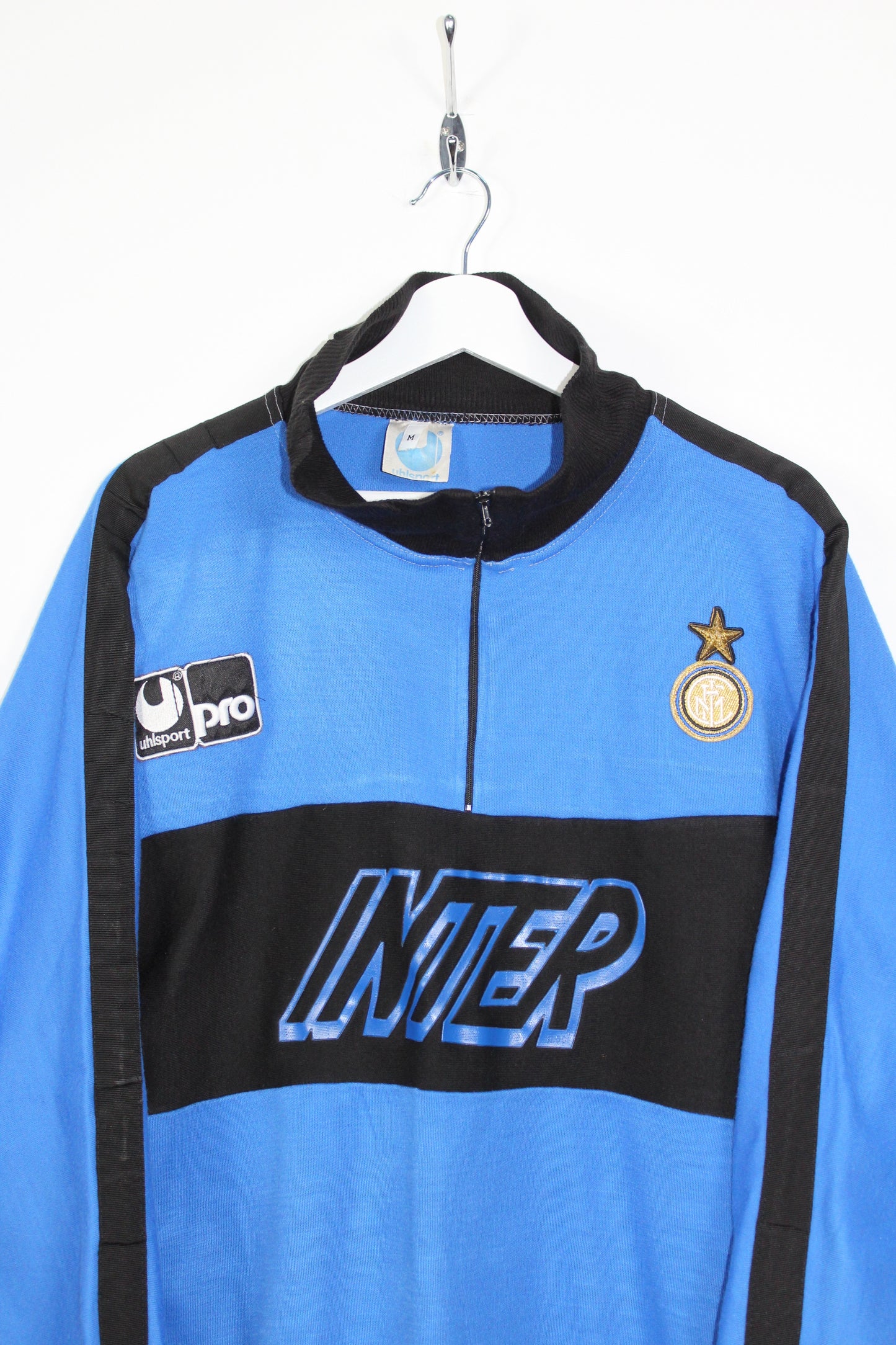 INTER MILAN 1990-91 UHLSPORT VINTAGE 1/4 ZIP SWEATSHIRT MEDIUM