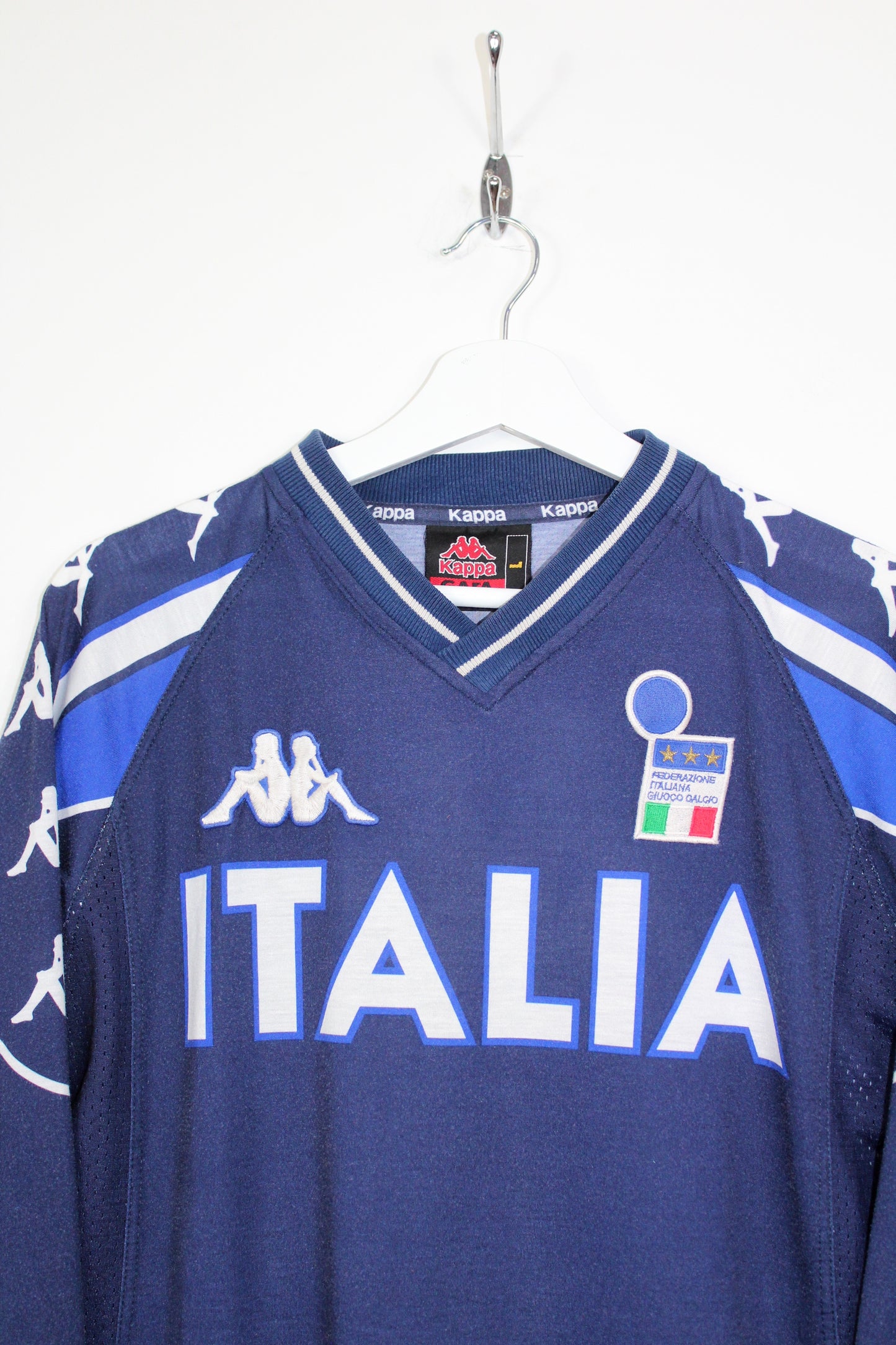 ITALY EURO 2000 VINTAGE KAPPA LONG SLEEVES TRAINING FOOTBALL SHIRT LARGE