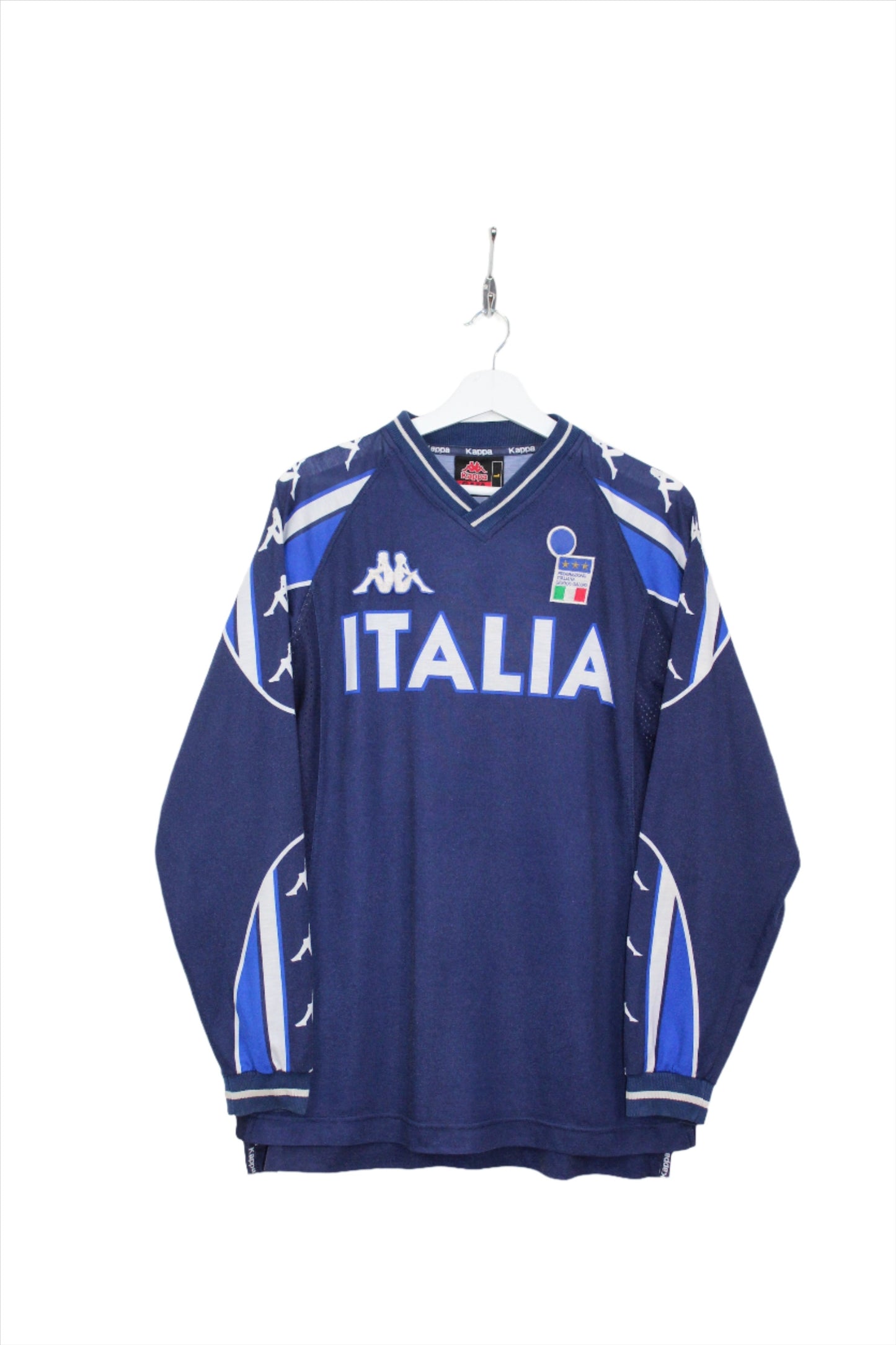 ITALY EURO 2000 VINTAGE KAPPA LONG SLEEVES TRAINING FOOTBALL SHIRT LARGE