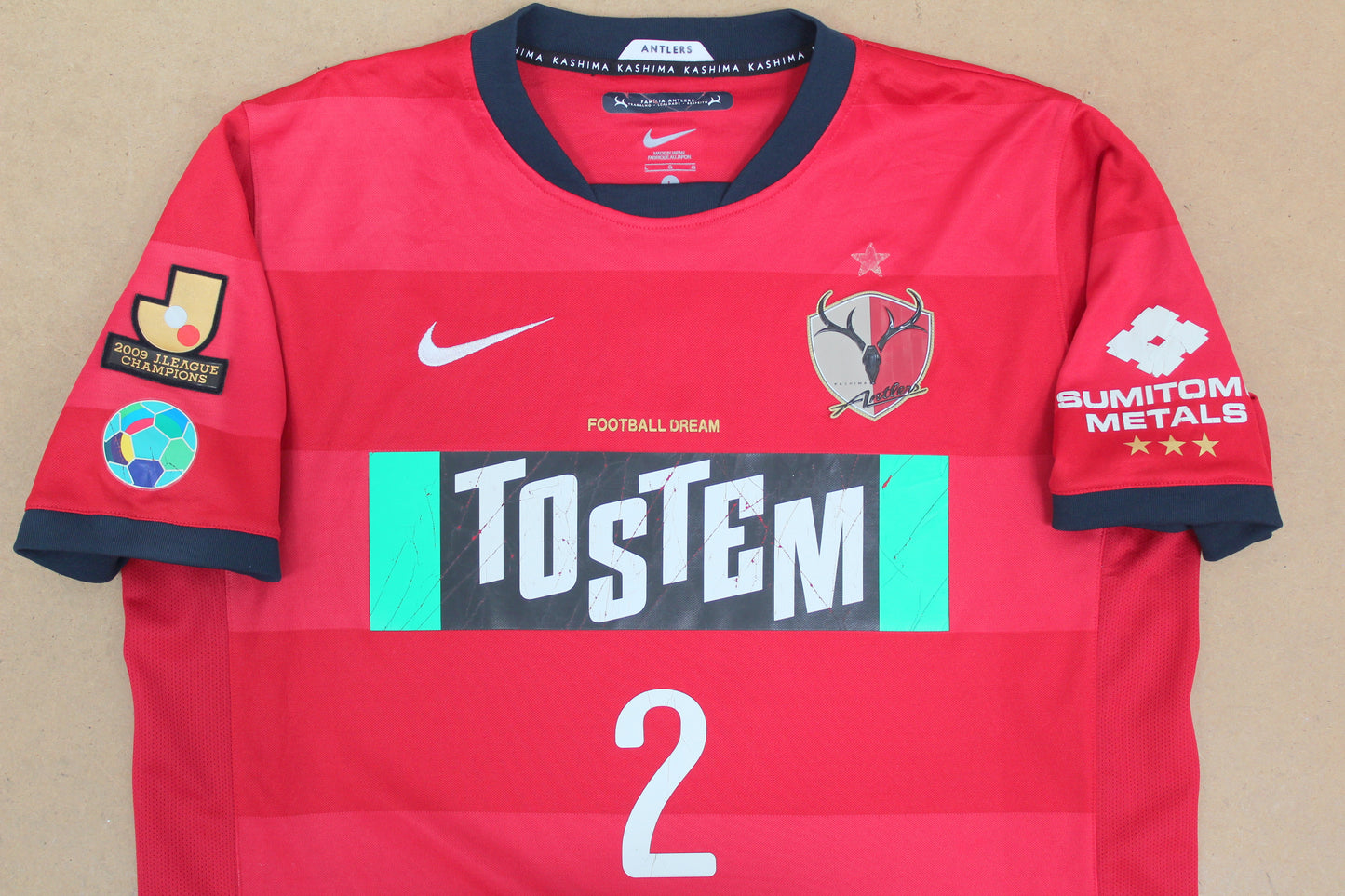 KASHIMA ANTLERS 2010 J.LEAGUE NIKE HOME FOOTBALL SHIRT UCHIDA #2 LARGE