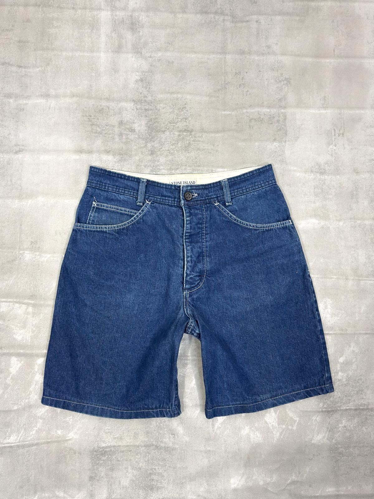 STONE ISLAND 80'S VINTAGE DENIM SHORTS W 32" MEDIUM