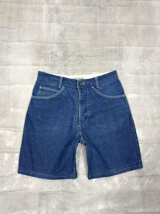 STONE ISLAND 80'S VINTAGE DENIM SHORTS W 32" MEDIUM