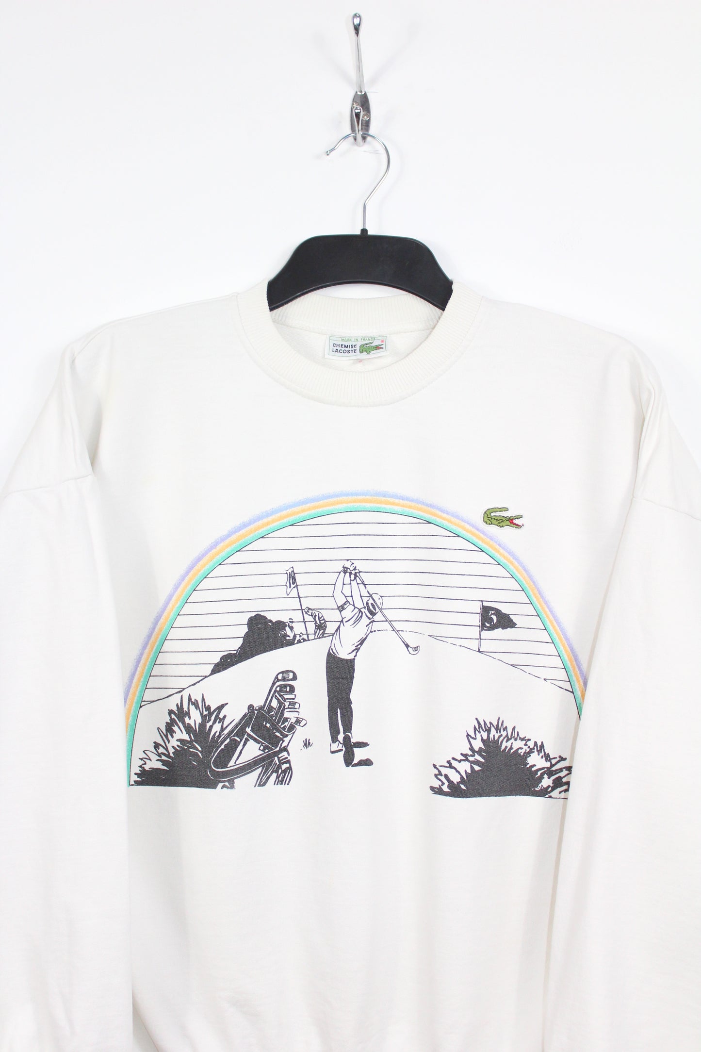 LACOSTE 90'S VINTAGE CHEMISE LACOSTE GOLF SCENE SWEATSHIRT MEDIUM