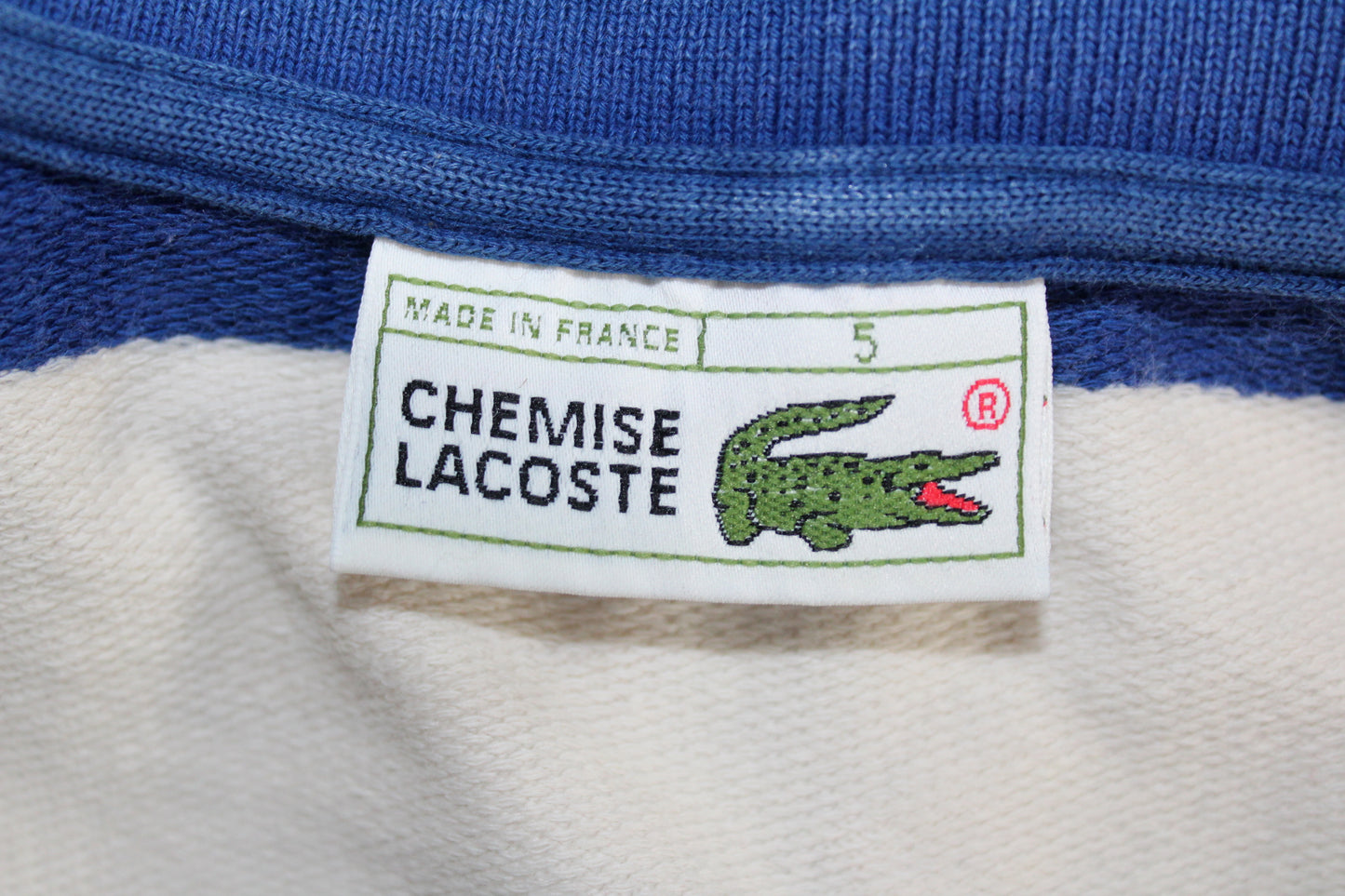 LACOSTE 90'S VINTAGE CHEMISE LACOSTE STRIPED RUGBY SWEATSHIRT LARGE