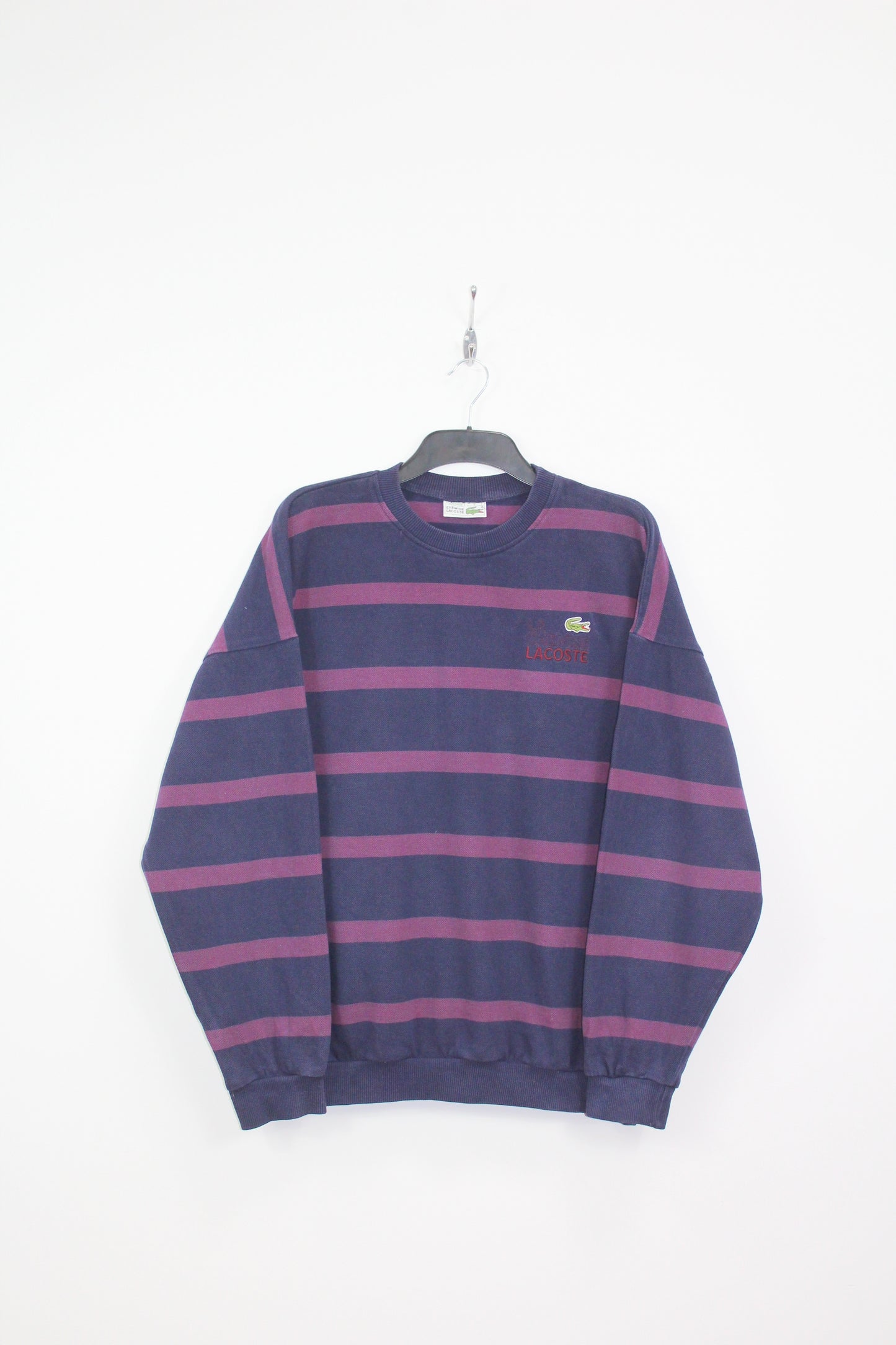 LACOSTE 90'S VINTAGE CHEMISE LACOSTE "LA CHEMISE" STRIPED SWEATSHIRT XL