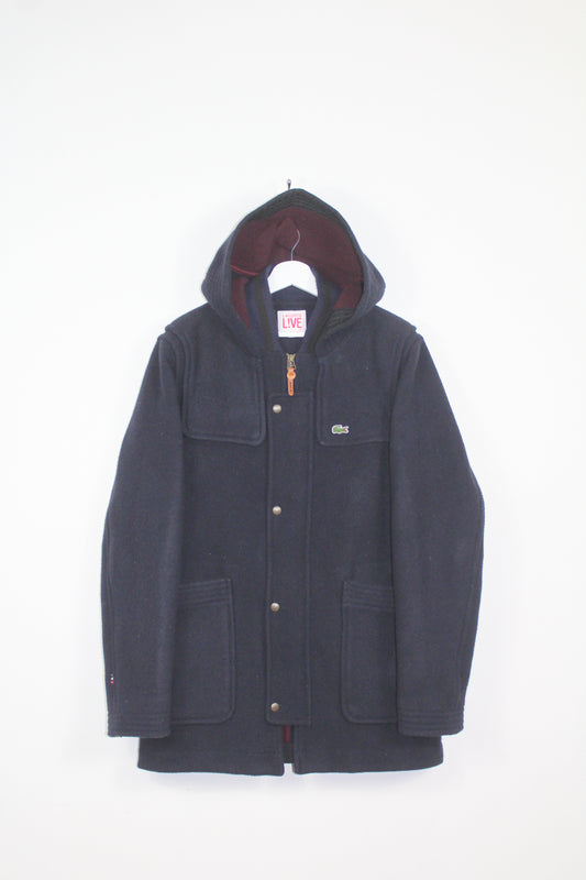 LACOSTE VINTAGE LACOSTE LIVE WOOL HOODIE DUFFLE COAT LARGE