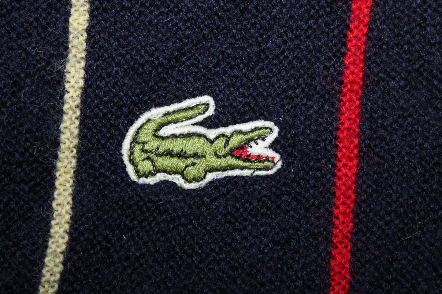 LACOSTE 70'S VINTAGE STRIPED WOOL CARDIGAN XL