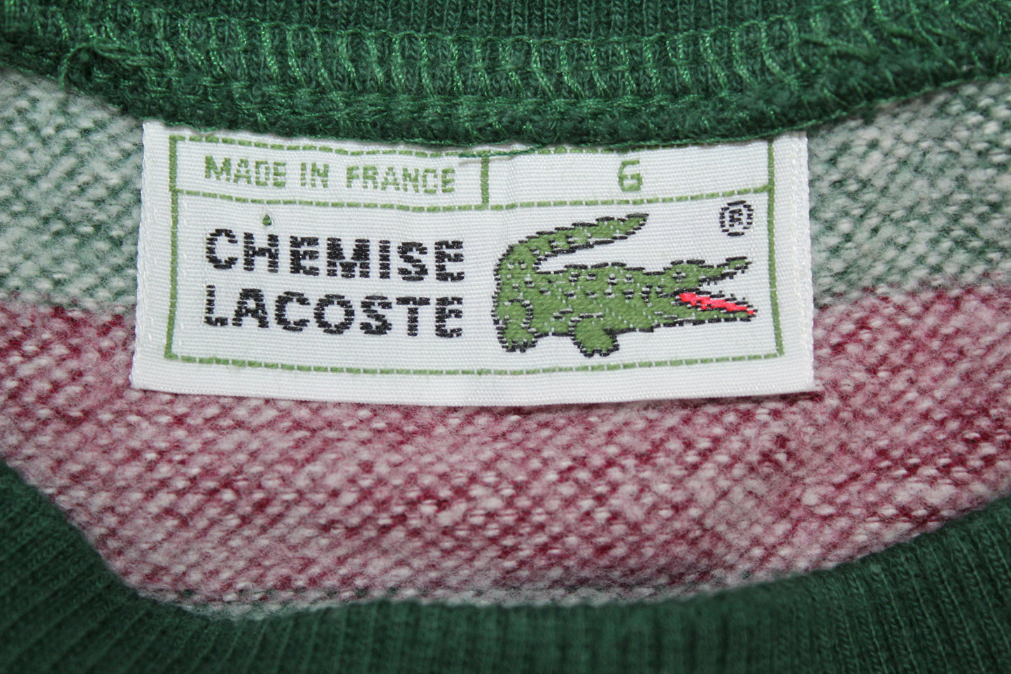 LACOSTE 90'S VINTAGE CHEMISE LACOSTE "LA CHEMISE" STRIPED SWEATSHIRT XL