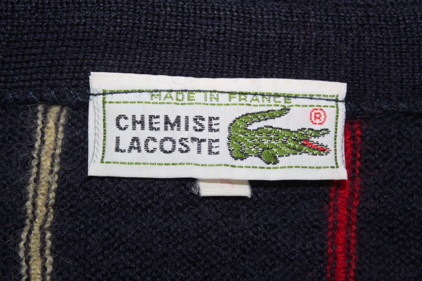 LACOSTE 70'S VINTAGE STRIPED WOOL CARDIGAN XL