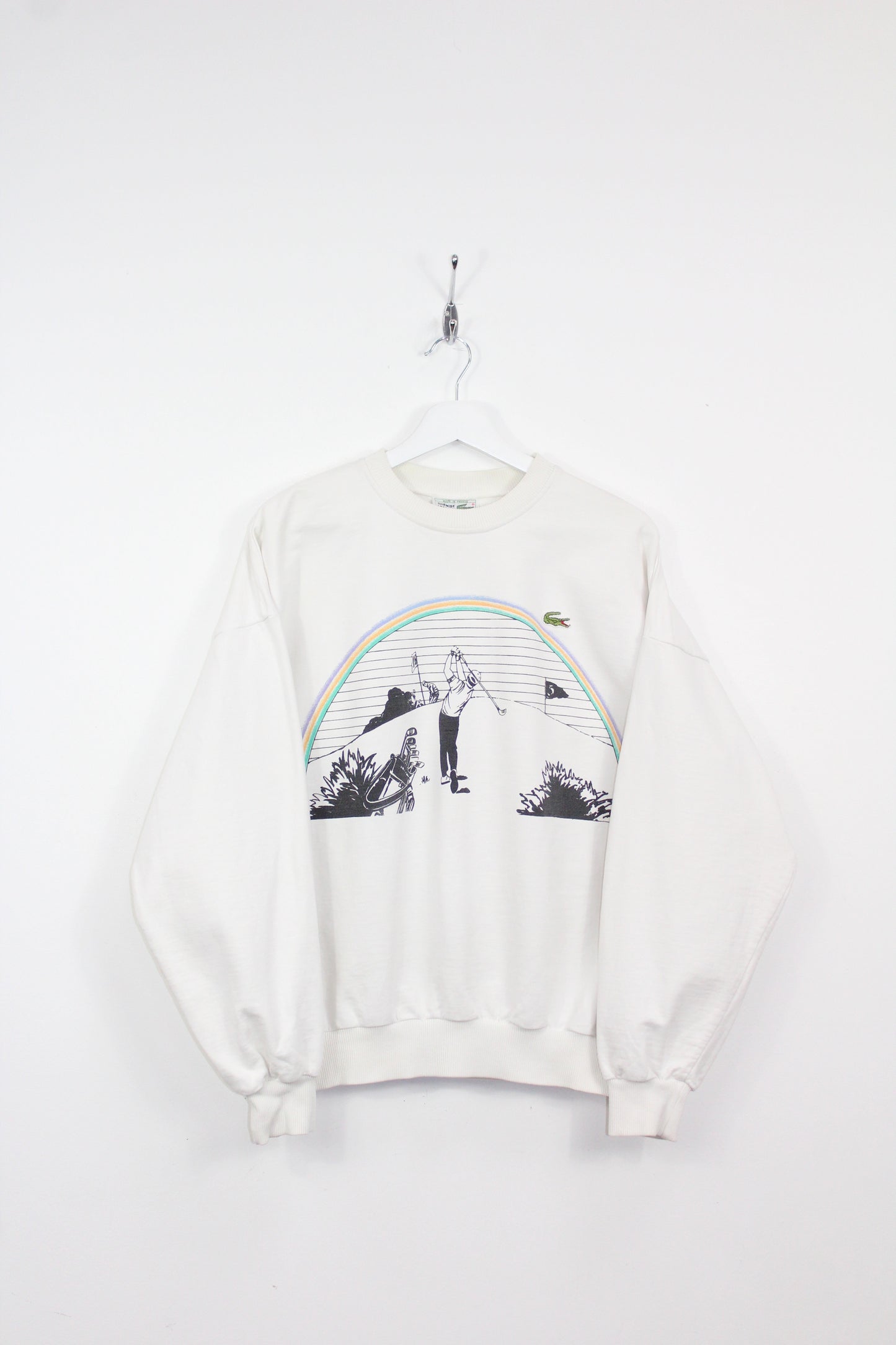 LACOSTE 90'S VINTAGE CHEMISE LACOSTE GOLF SCENE SWEATSHIRT MEDIUM