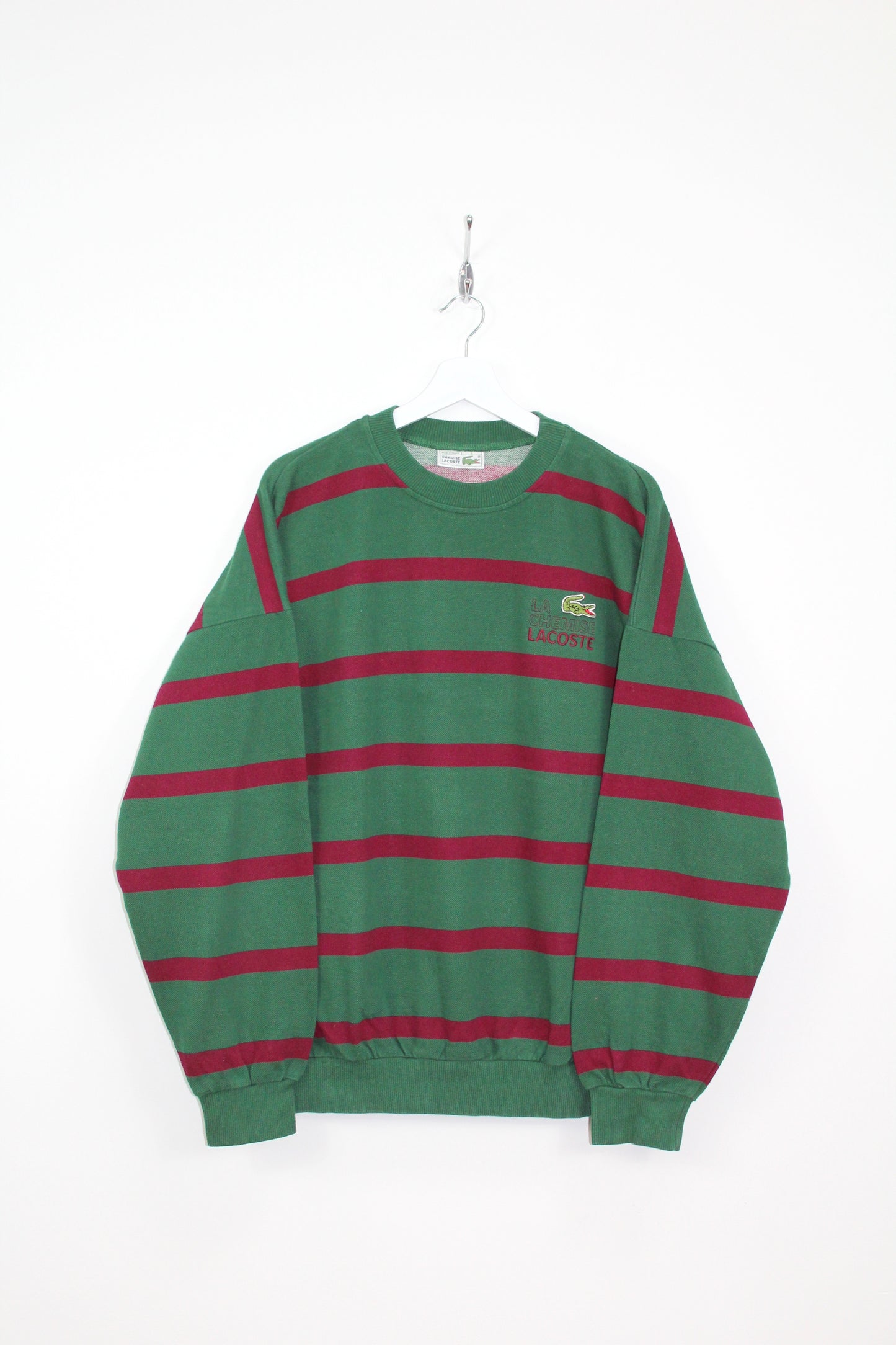 LACOSTE 90'S VINTAGE CHEMISE LACOSTE "LA CHEMISE" STRIPED SWEATSHIRT XL