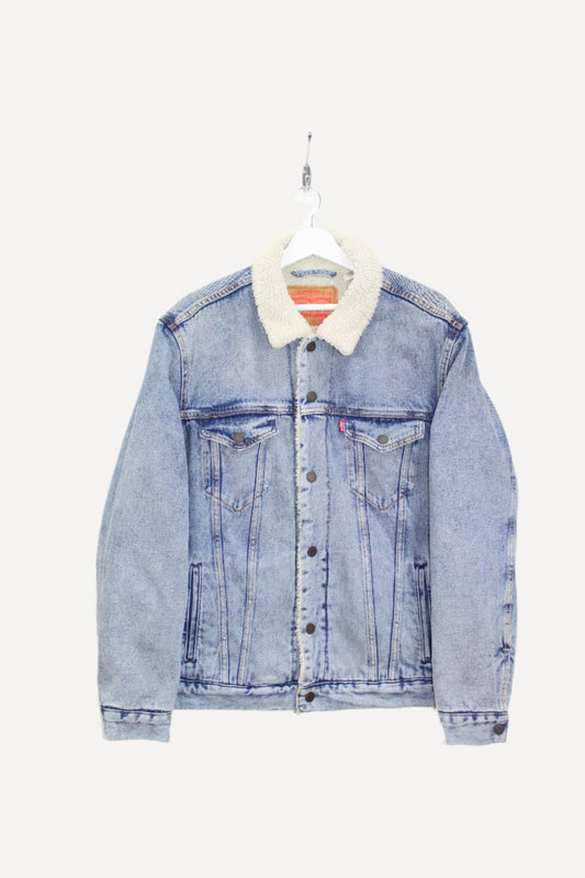 LEVI'S SHERPA LINED STONE WASH DENIM JACKET LARGE