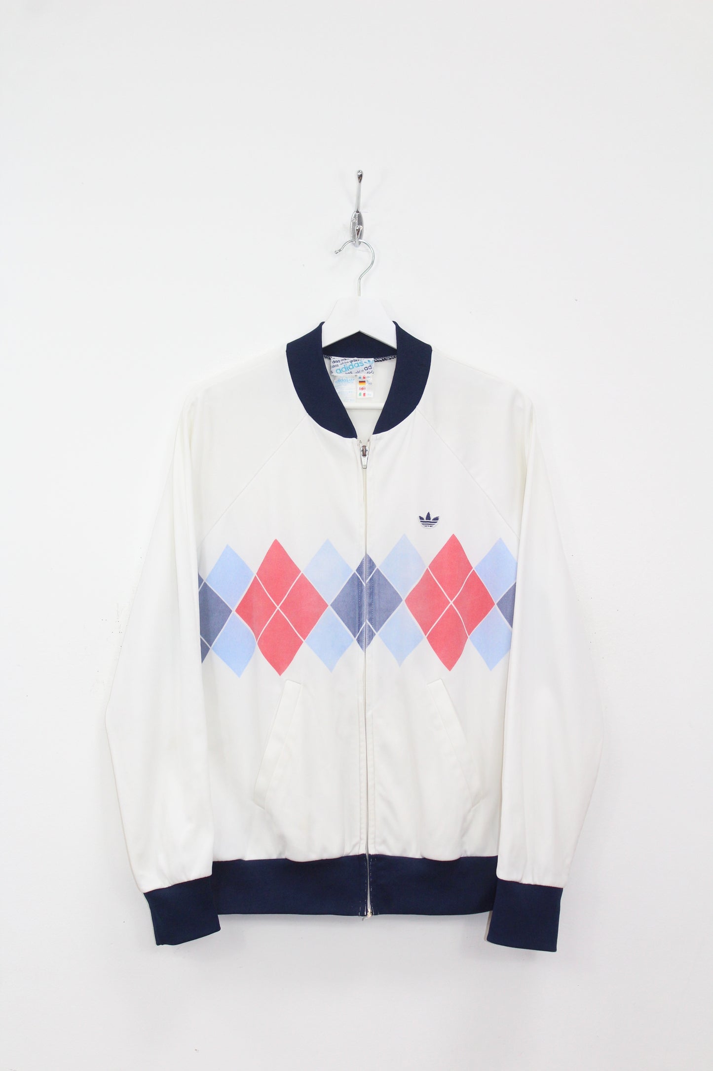 ADIDAS VINTAGE IVAN LENDL ARGYLE DIAMONDS 1982 TENNIS TRACKSUIT TOP JACKET LARGE