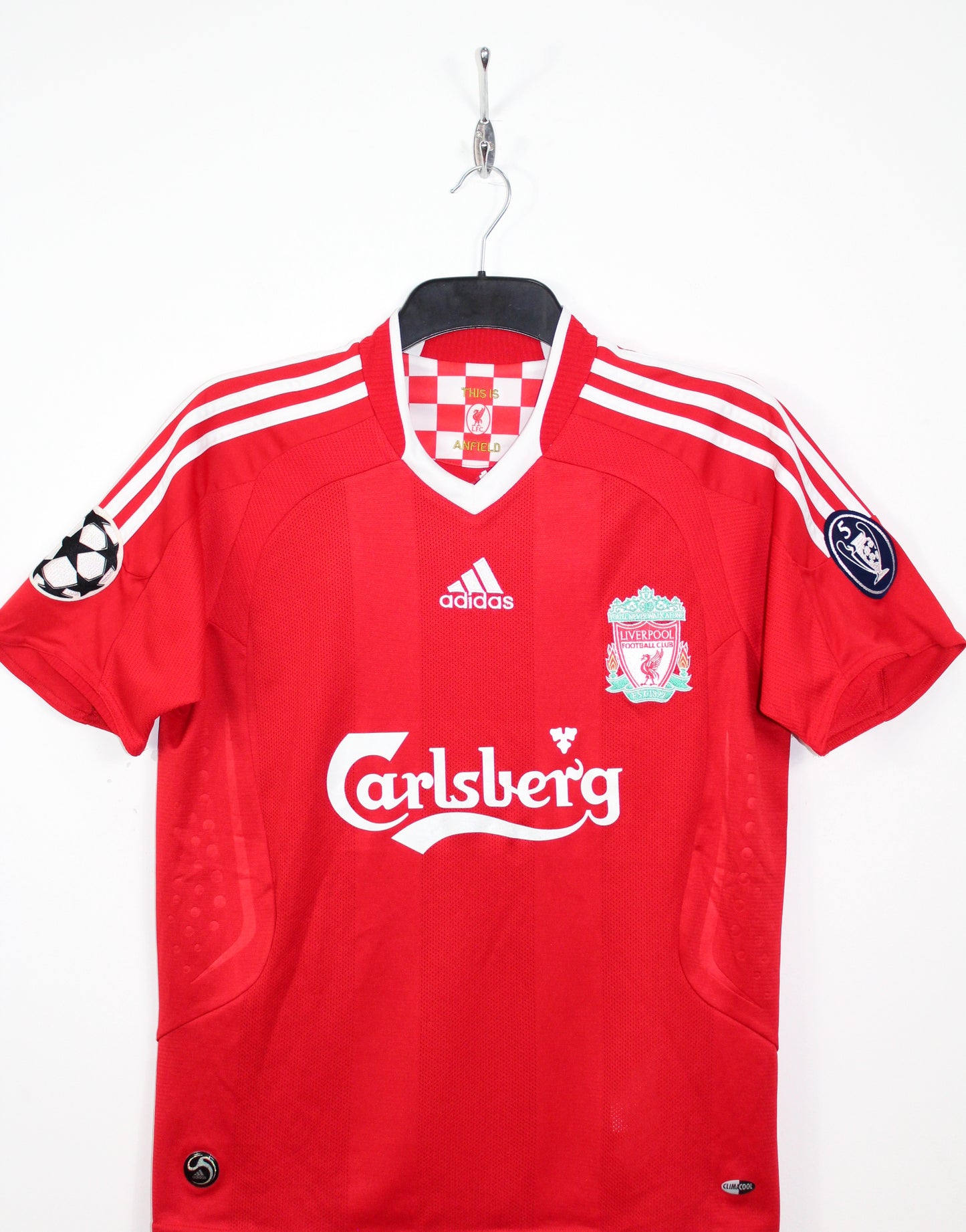 LIVERPOOL 2008 ADIDAS CHAMPIONS LEAGUE HOME FOOTBALL SHIRT GERRARD #8 SMALL