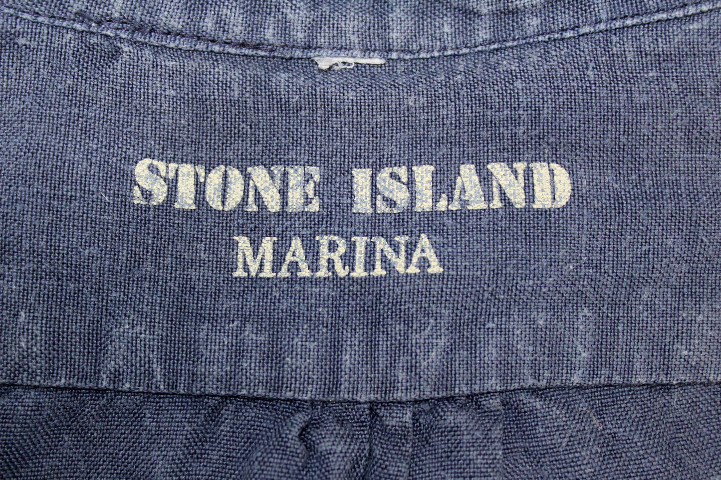 STONE ISLAND MARINA 90'S VINTAGE  SPELL OUT SHORT SLEEVE BUTTON DOWN LINO FLAX SHIRT LARGE