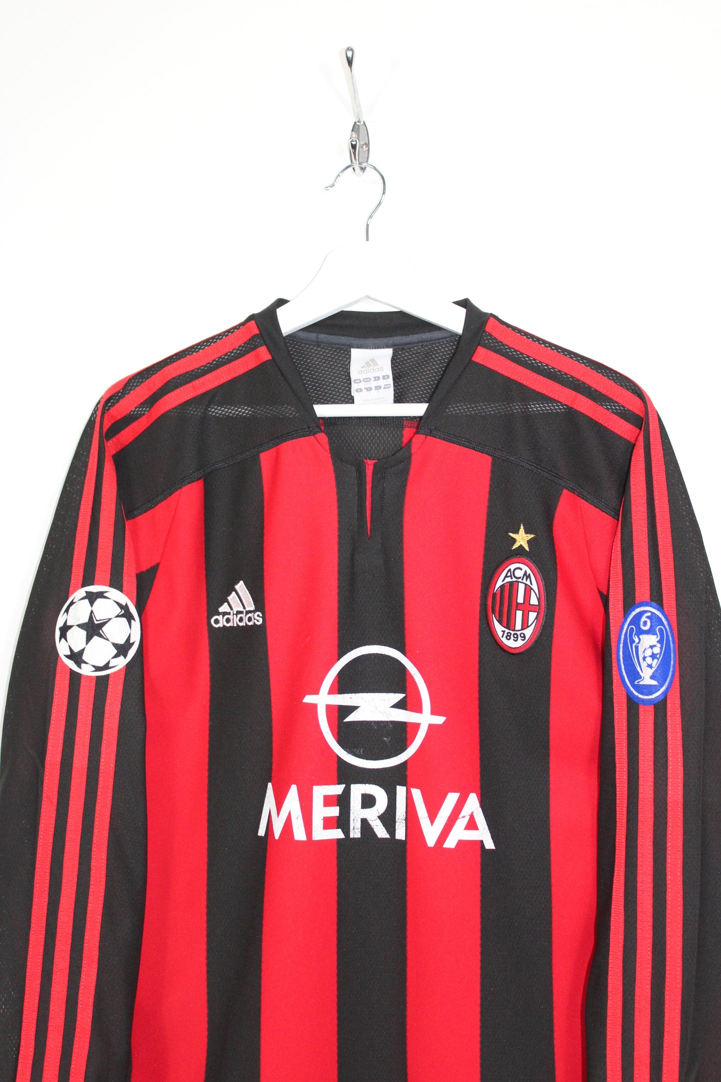 AC MILAN 2003-04 ADIDAS CHAMPIONS LEAGUE L/S HOME FOOTBALL SHIRT SHEVCHENKO #7 SMALL