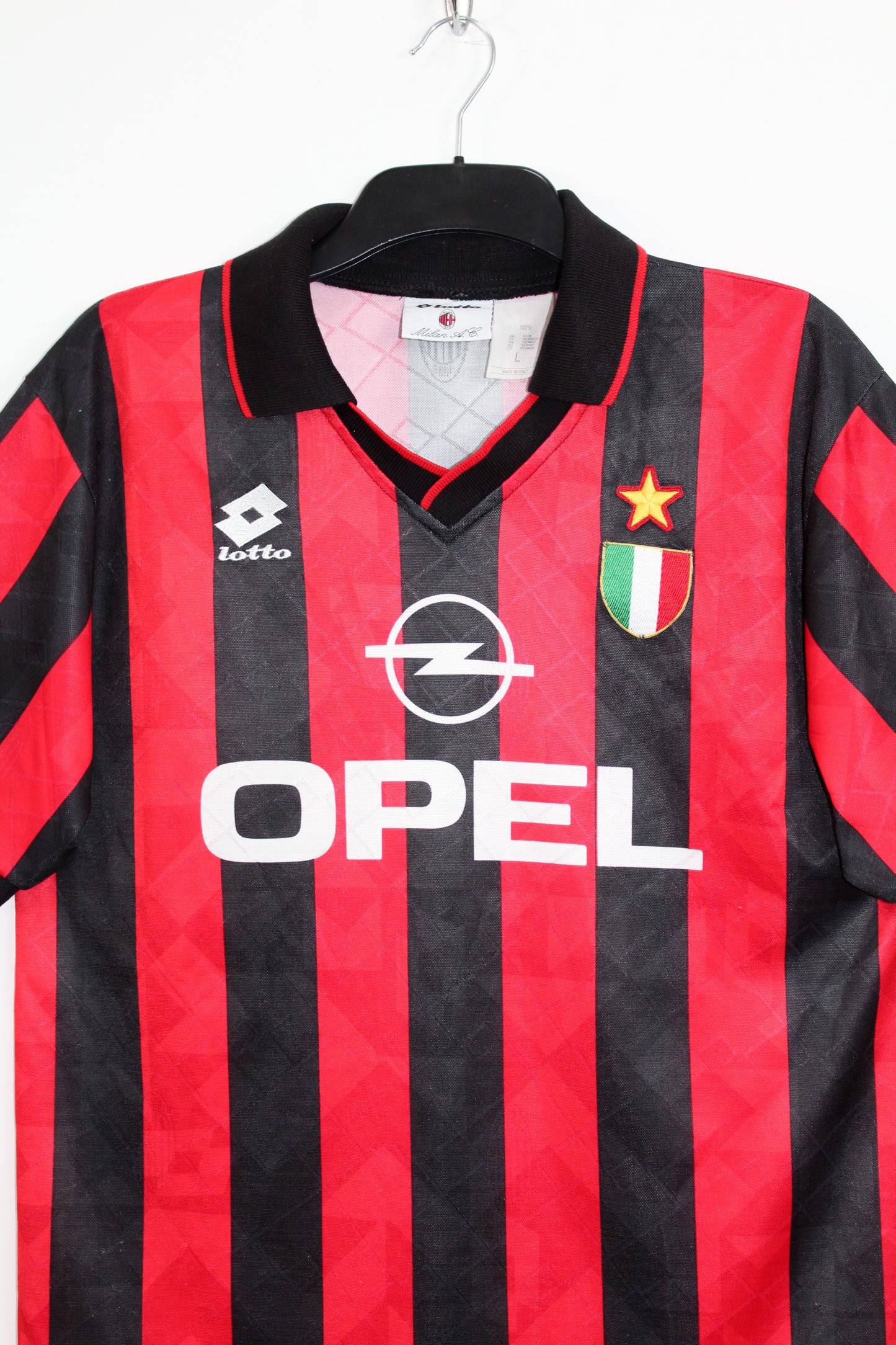 AC MILAN 1994-1995 LOTTO HOME FOOTBALL SHIRT LARGE