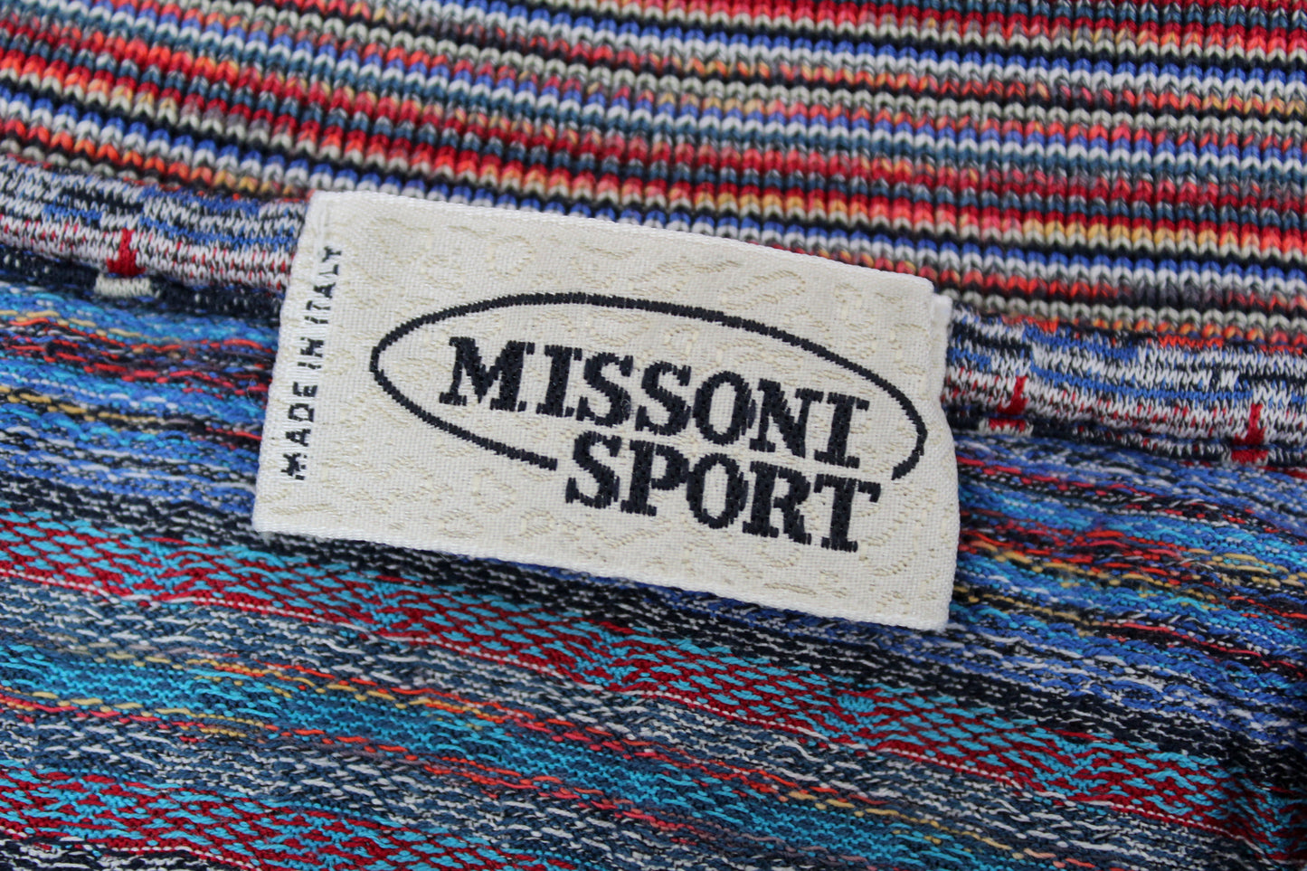 MISSONI 80'S VINTAGE ABSTRACT REPEAT PRINT PATTERNED POLO SHIRT LARGE