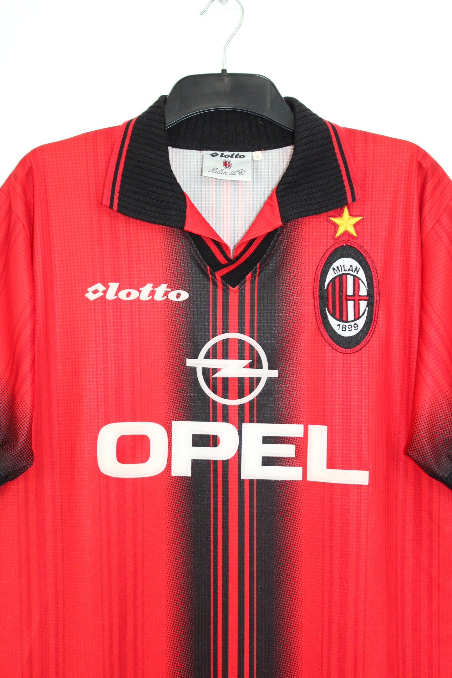 AC MILAN 1997-98 VINTAGE LOTTO FOURTH FOOTBALL SHIRT LARGE