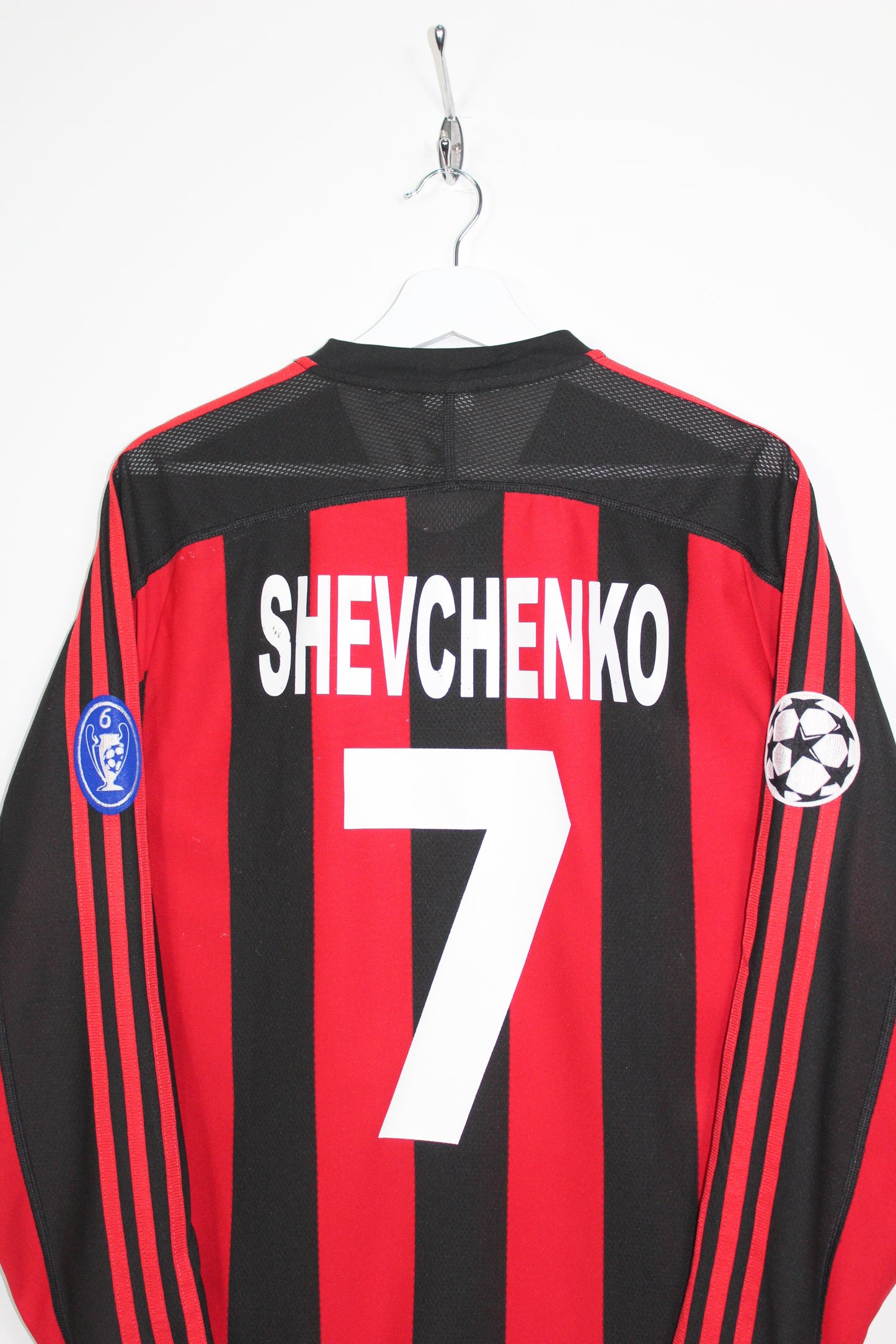 AC MILAN 2003-04 ADIDAS CHAMPIONS LEAGUE L/S HOME FOOTBALL SHIRT SHEVCHENKO #7 SMALL