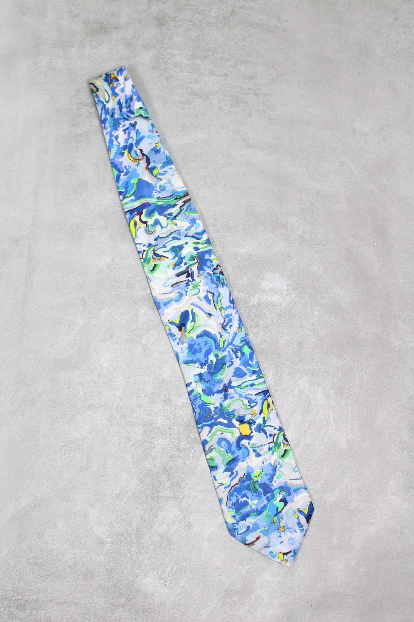 VINTAGE MISSONI BLUE ABSTRACT PATTERN SILK TIE