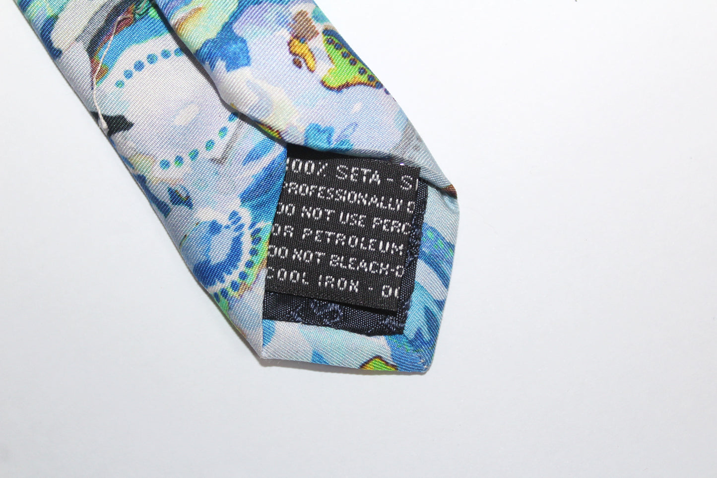 VINTAGE MISSONI BLUE ABSTRACT PATTERN SILK TIE