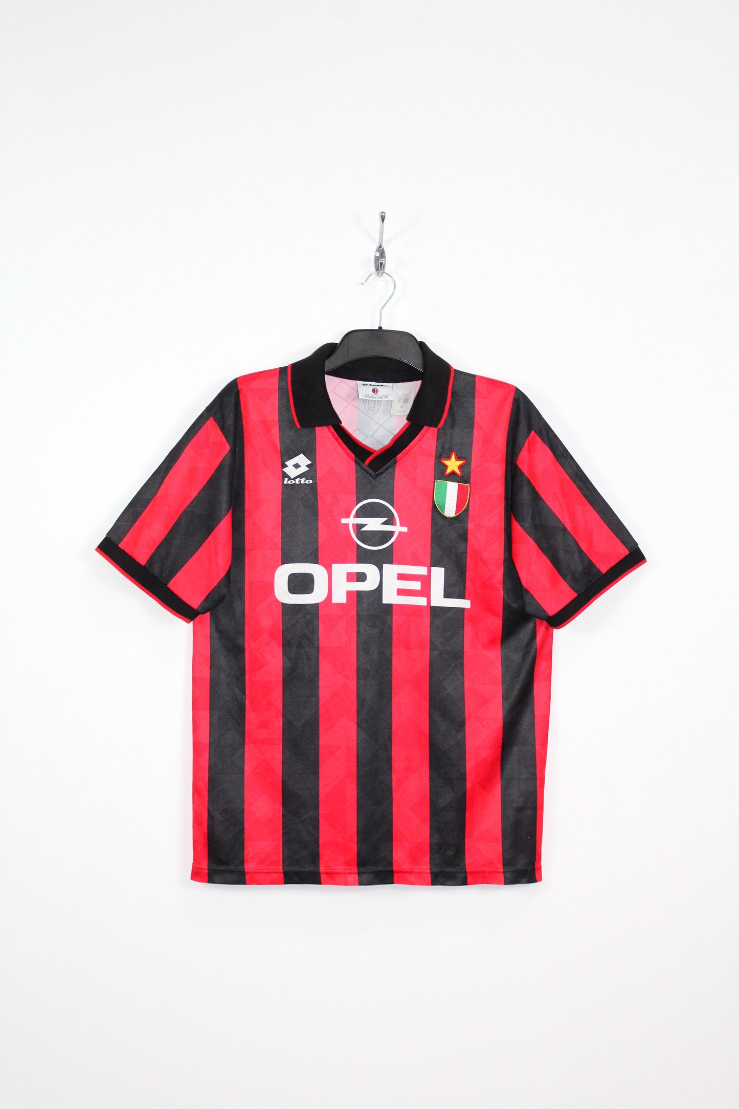 AC MILAN 1994-1995 LOTTO HOME FOOTBALL SHIRT LARGE