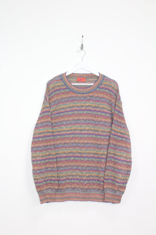 MISSONI 90'S VINTAGE ABSTRACT PATTERN KNIT COTTON SWEATSHIRT LARGE