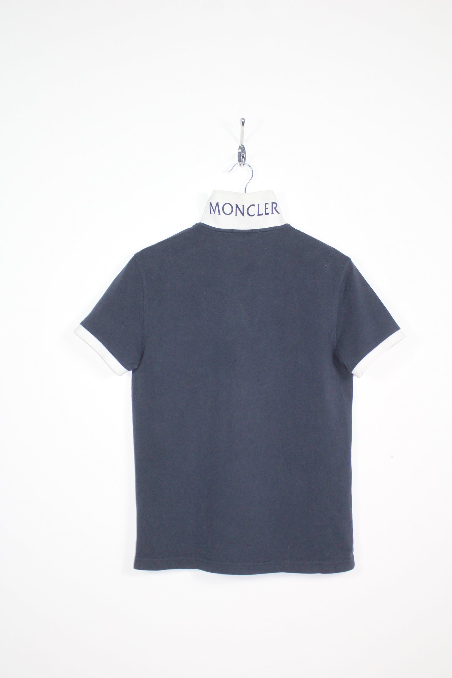 MONCLER EMBROIDERED LOGO SHORT SLEEVE SLIM FIT POLO SHIRT LARGE