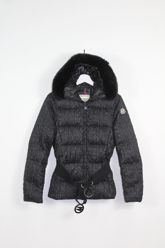 MONCLER VINTAGE FUR TRIM PUFFER DOWN JACKET MEDIUM