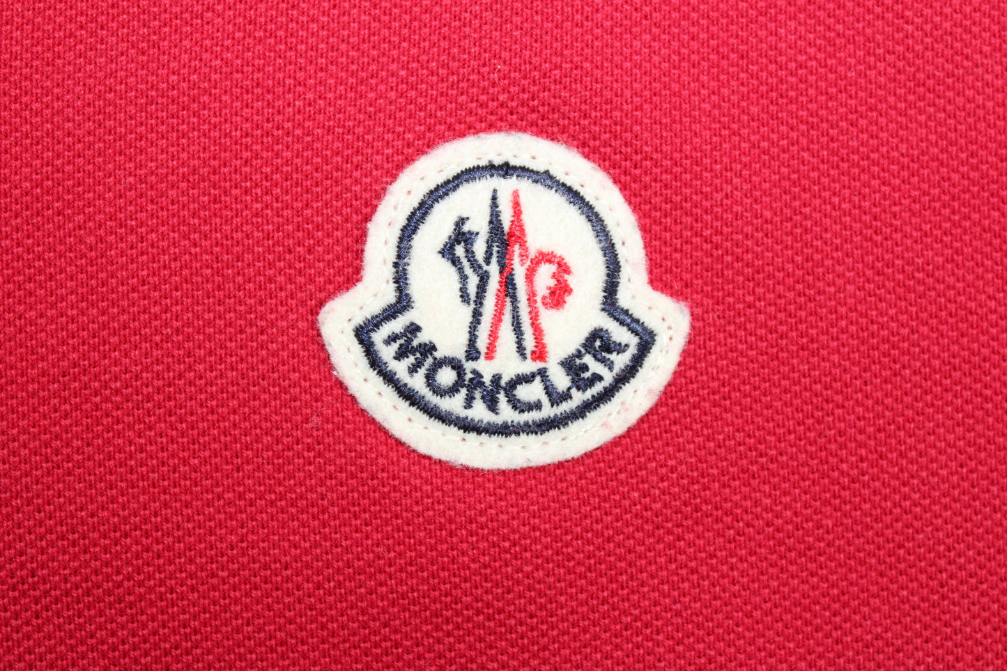 MONCLER EMBROIDERED LOGO SHORT SLEEVE POLO SHIRT LARGE