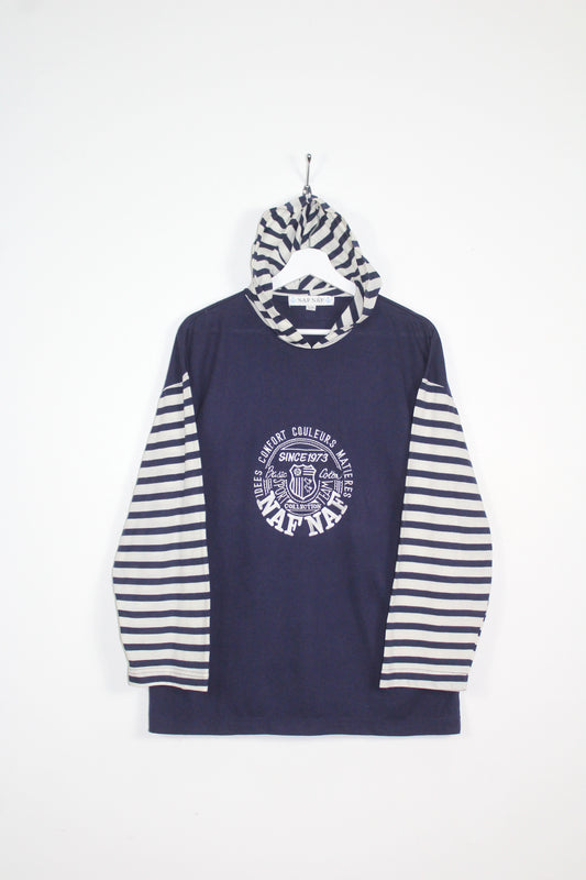 VINTAGE NAF NAF  LONG SLEEVE HOODIE T-SHIRT LARGE