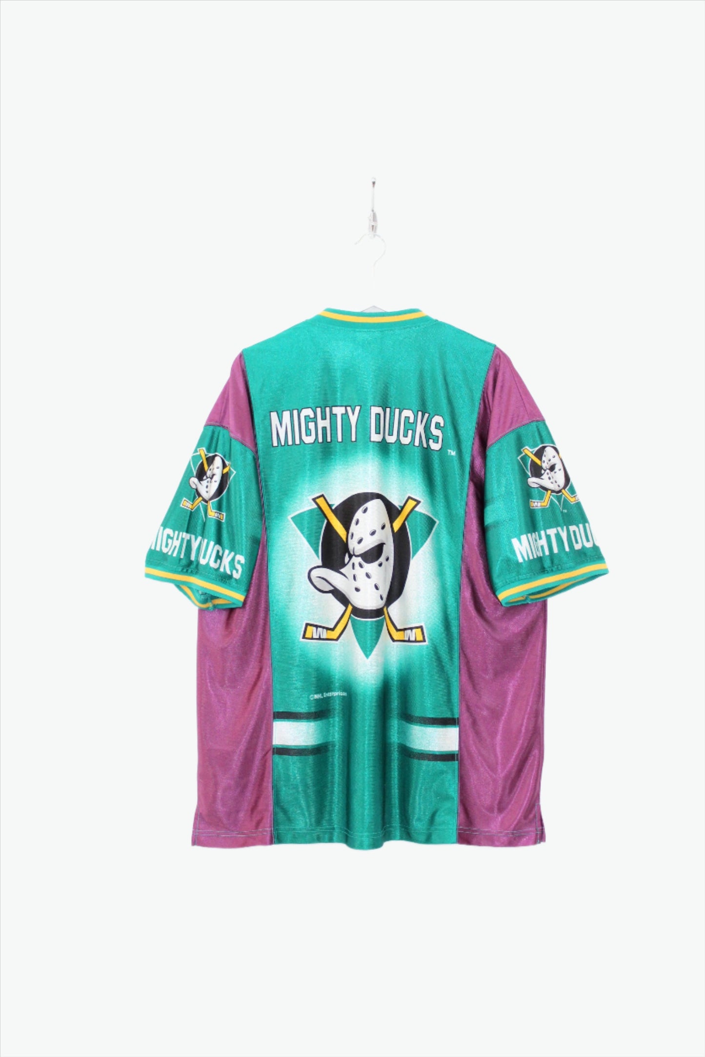 NUTMEG MILLS 90'S VINTAGE ANAHEIM MIGHTY DUCKS NHL ICE HOCKEY GRAPHIC T-SHIRT XL