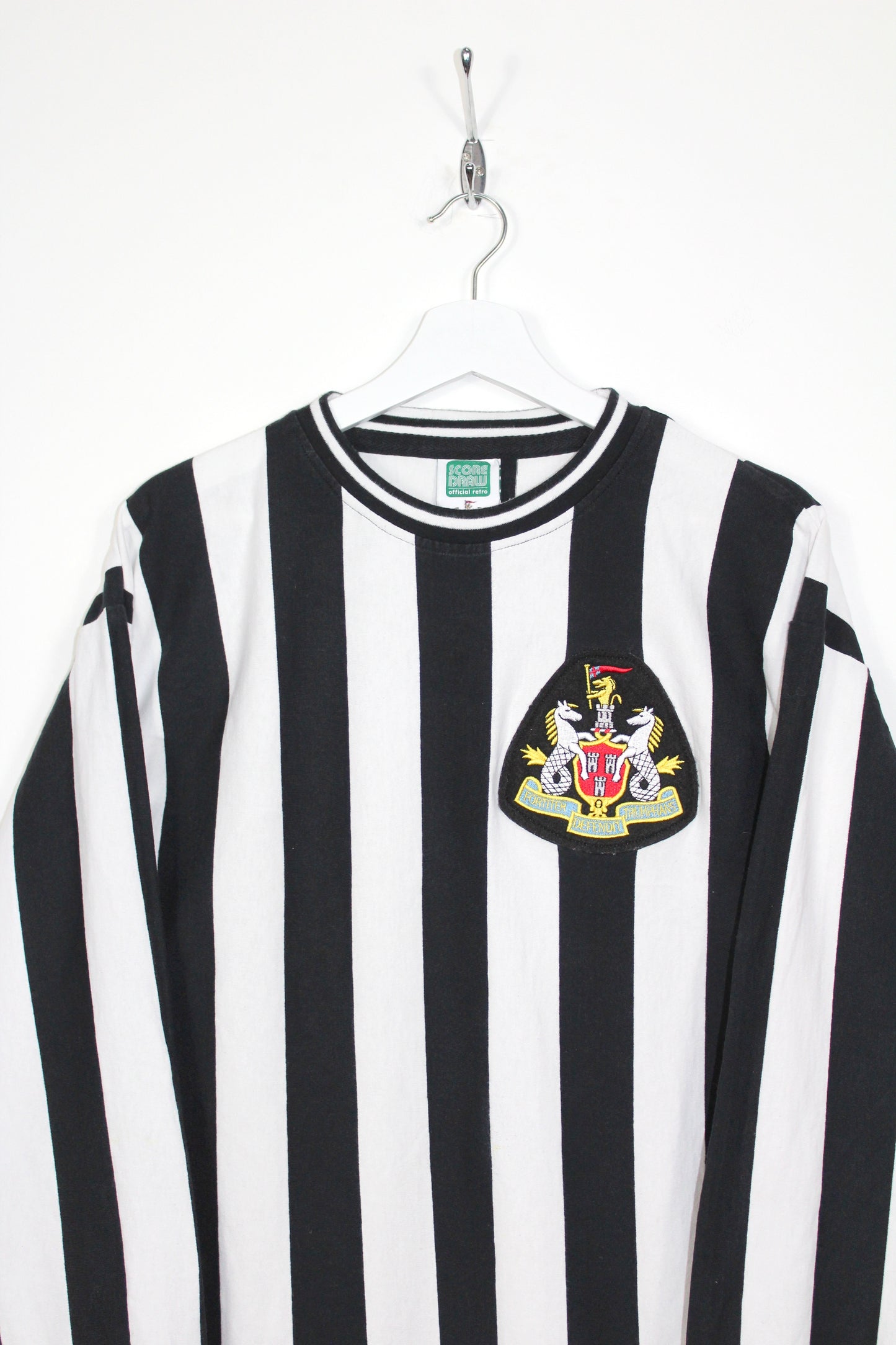 NEWCASTLE UNITED 1970 SCORE DRAW RETRO HOME LONG SLEEVE FOOTBALL SHIRT XL