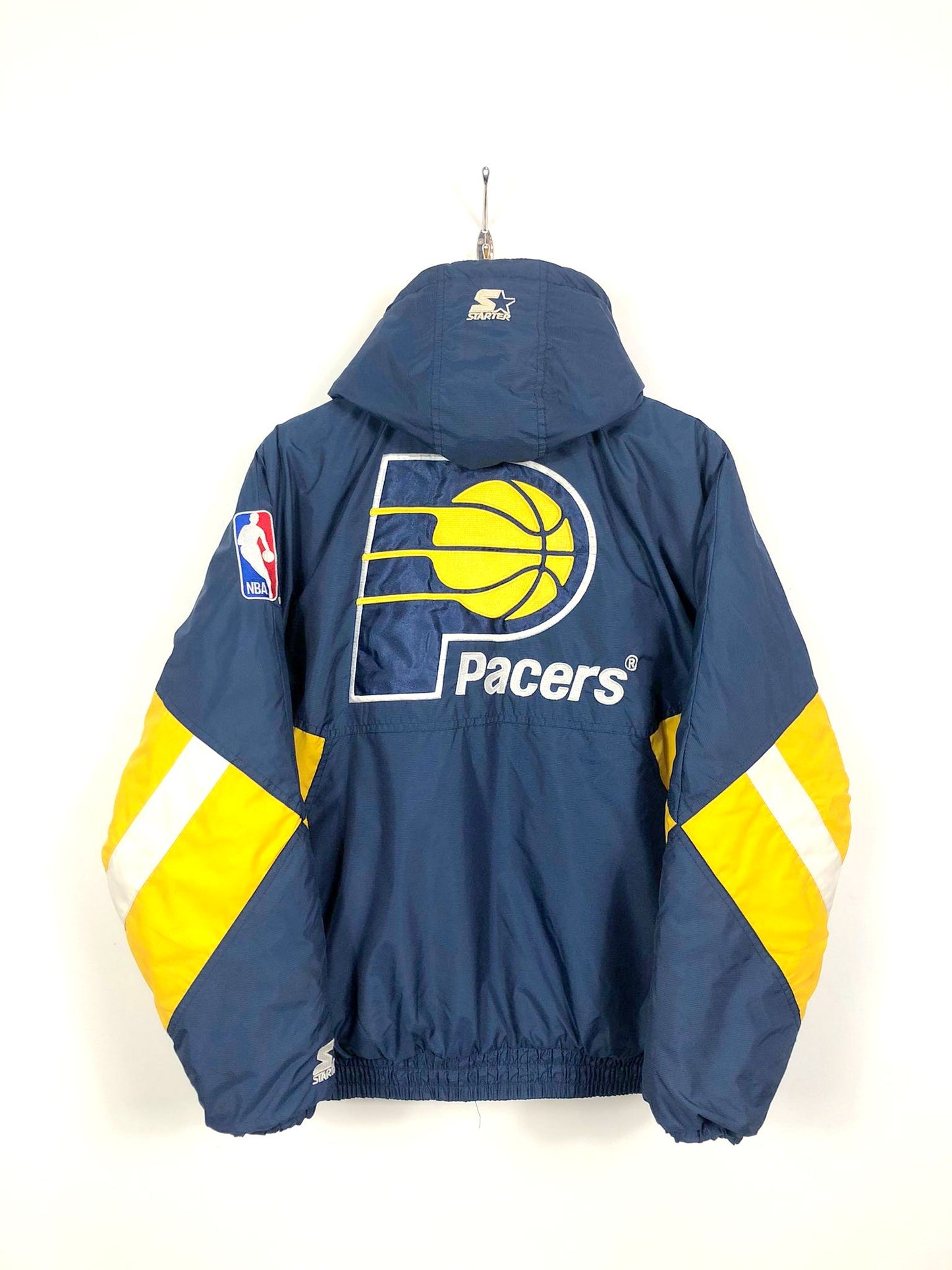 STARTER INDIANA PACERS 90'S VINTAGE NBA PADDED HOODIE BOMBER JACKET XS