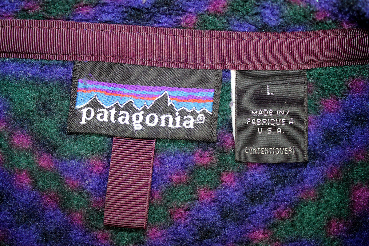 PATAGONIA 90'S VINTAGE AZTEC PATTERN FLEECE SWEATSHIRT LARGE