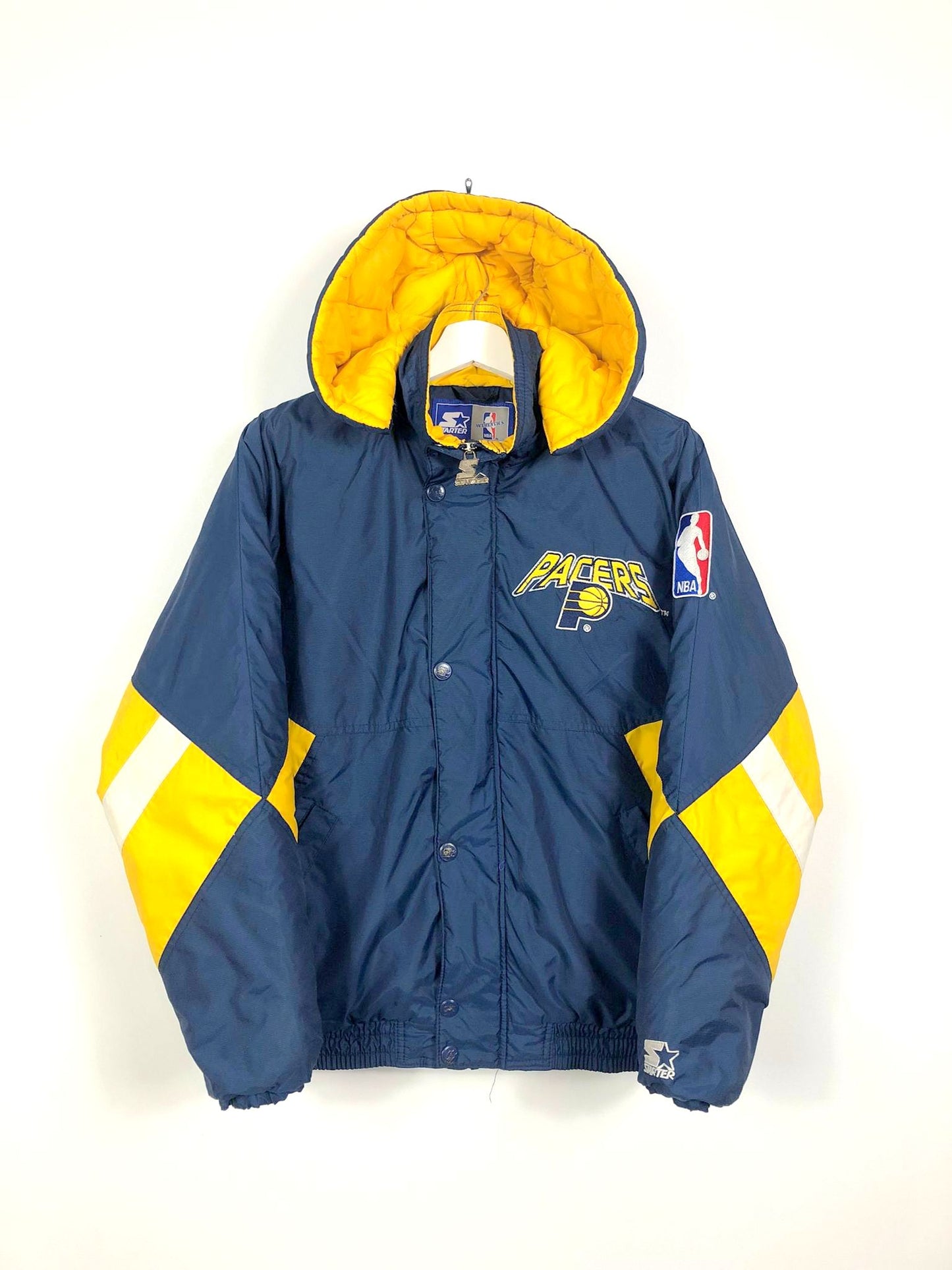 STARTER INDIANA PACERS 90'S VINTAGE NBA PADDED HOODIE BOMBER JACKET XS