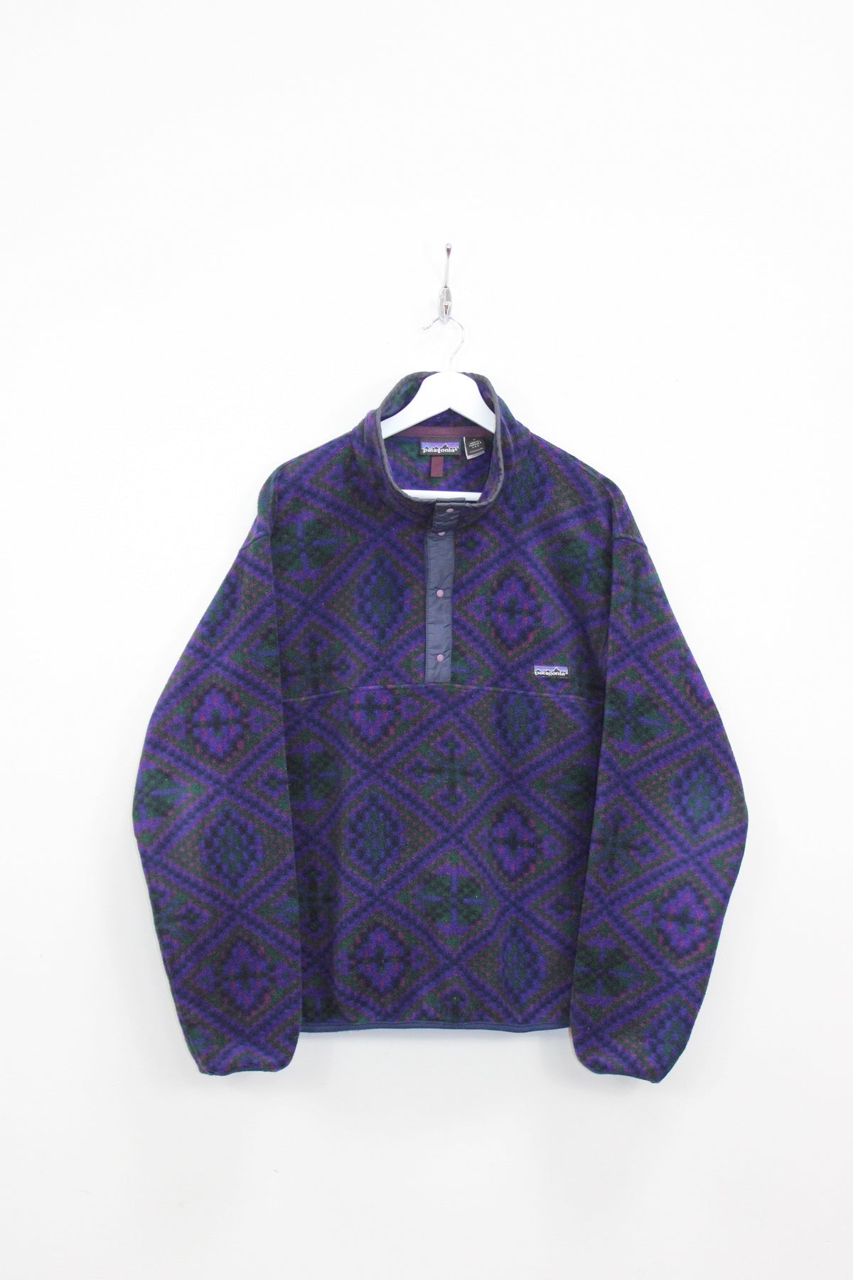 PATAGONIA 90'S VINTAGE AZTEC PATTERN FLEECE SWEATSHIRT LARGE