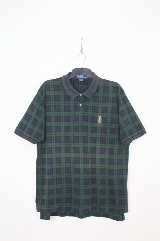 RALPH LAUREN POLO BEAR 90'S VINTAGE CHECKED POLO SHIRT XL