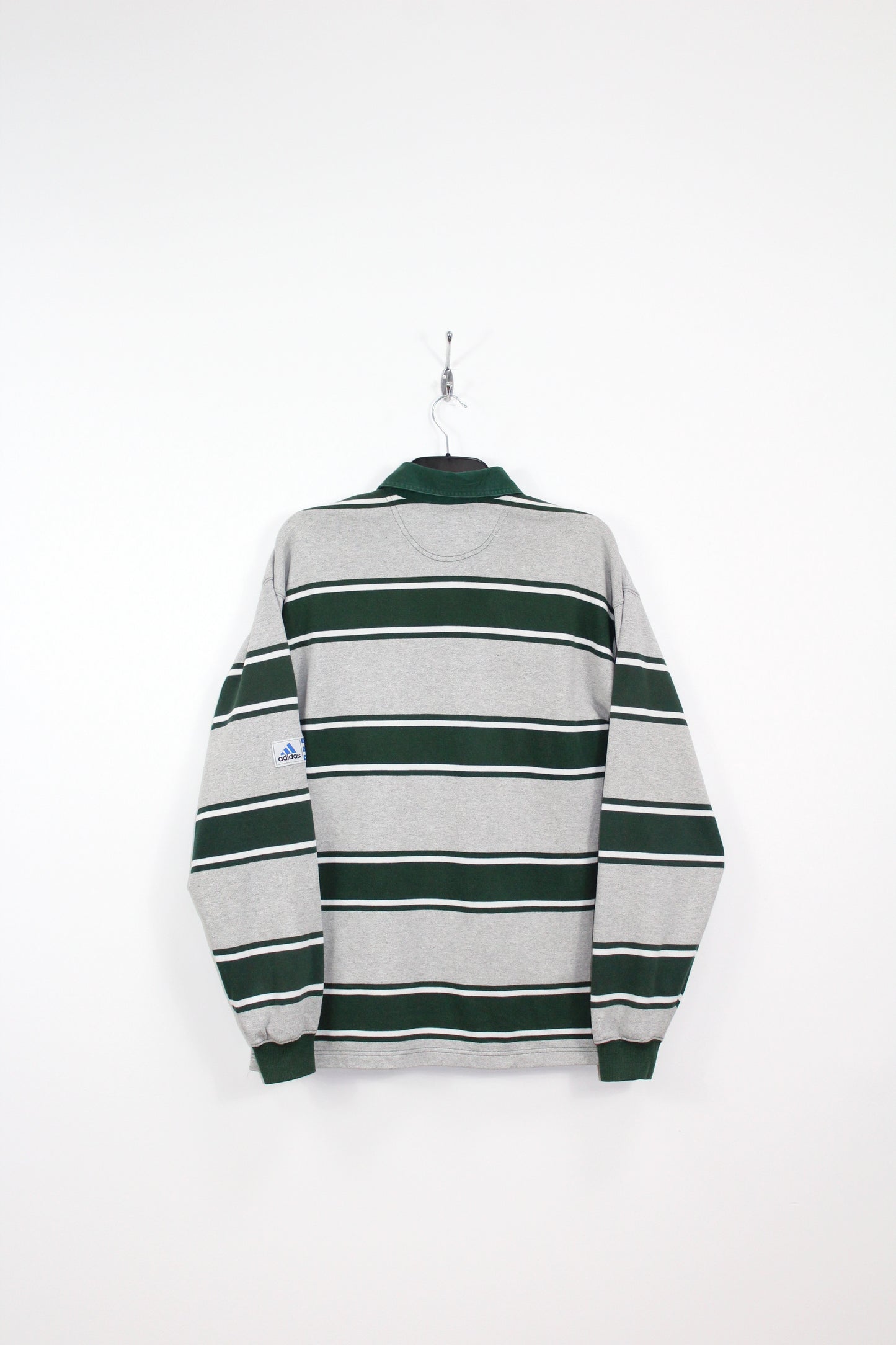 ADIDAS 90'S VINTAGE LONG SLEEVE STRIPED RUGBY POLO SHIRT D6 LARGE