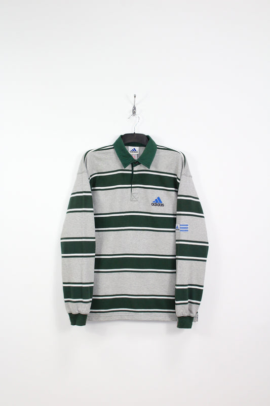 ADIDAS 90'S VINTAGE LONG SLEEVE STRIPED RUGBY POLO SHIRT D6 LARGE