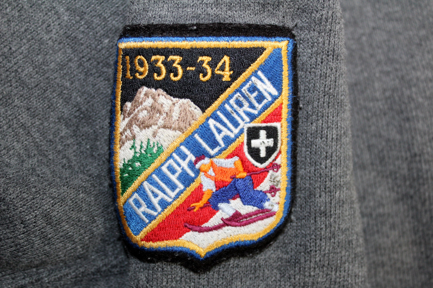 VINTAGE POLO RALPH LAUREN 1933-34 SKI PATCH QUARTER ZIP SWEATSHIRT SMALL