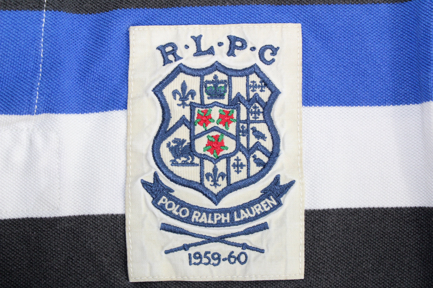 POLO RALPH LAUREN VINTAGE STRIPED RUGBY POLO SHIRT LARGE