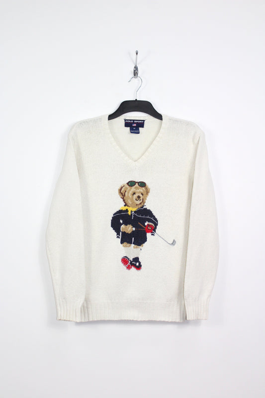 RALPH LAUREN POLO SPORT GOLF BEAR 90'S VINTAGE COTTON KNIT JUMPER MEDIUM