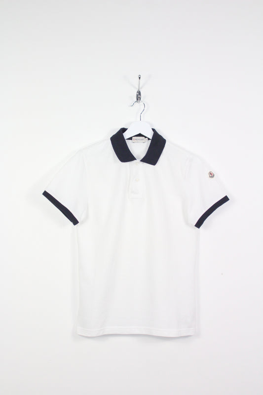 MONCLER EMBROIDERED LOGO SHORTS SLEEVE POLO SHIRT SMALL