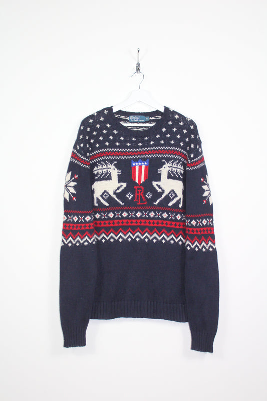 POLO RALPH LAUREN 90'S VINTAGE K SWISS SNOWFLAKE KNIT JUMPER XL