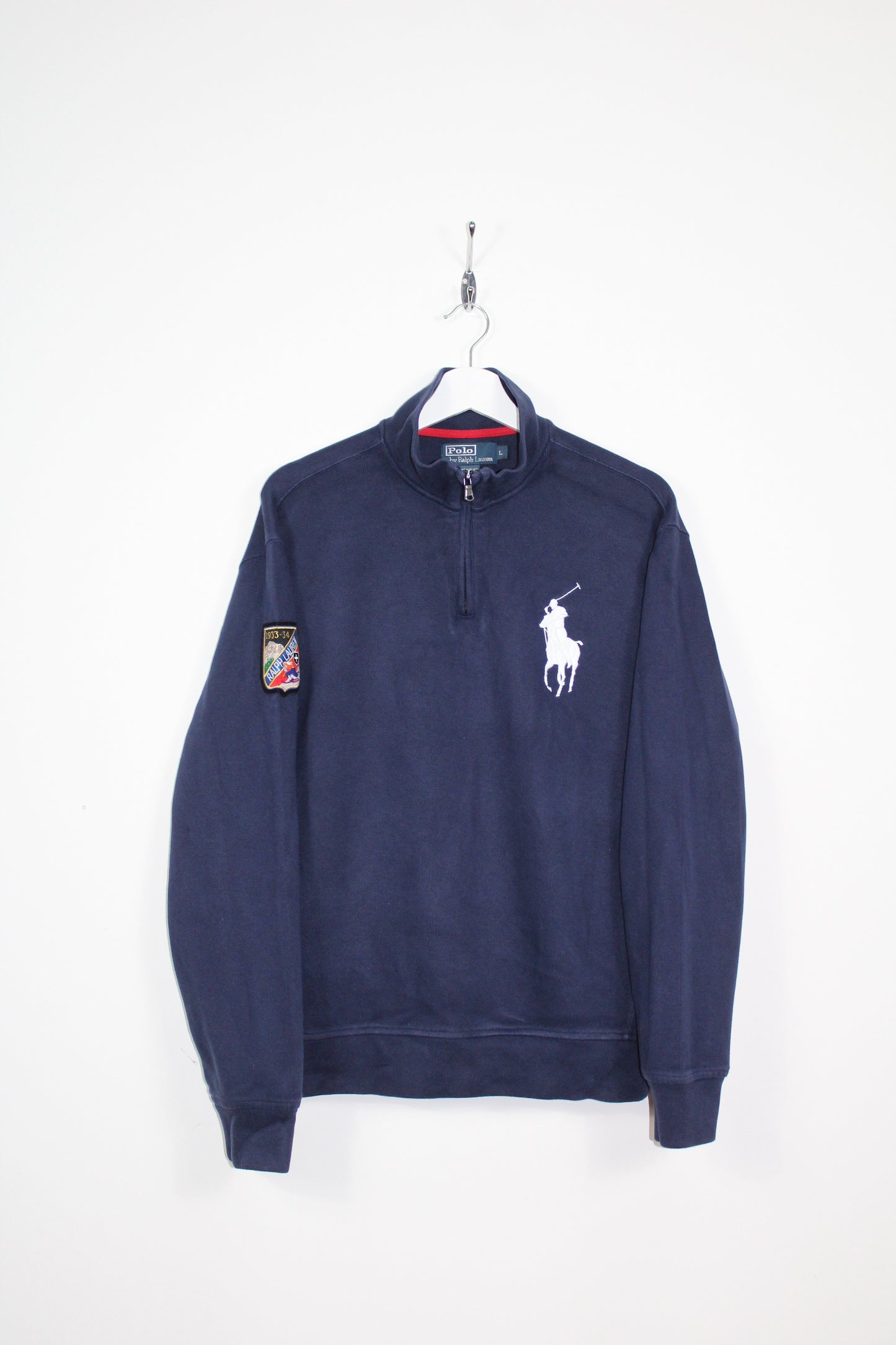 POLO RALPH LAUREN VINTAGE BIG PONY 1/4 ZIP SWEATSHIRT LARGE