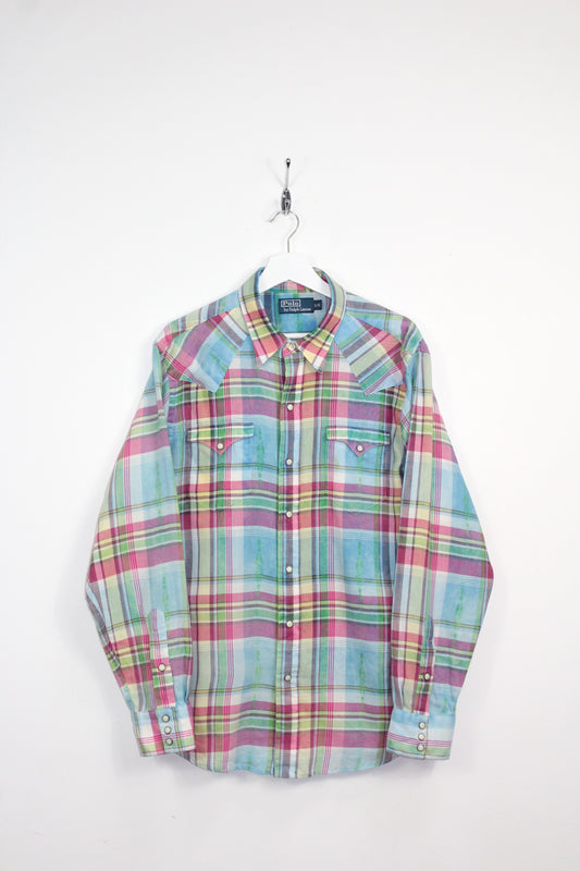 POLO RALPH LAUREN 90'S VINTAGE LONG SLEEVE CHECKED SHIRT LARGE