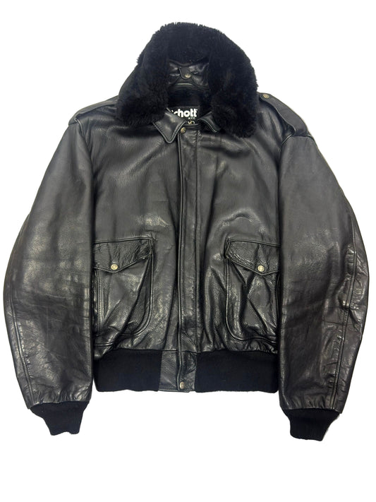 SCHOTT NYC 90'S VINTAGE LEATHER FLIGHT JACKET LARGE